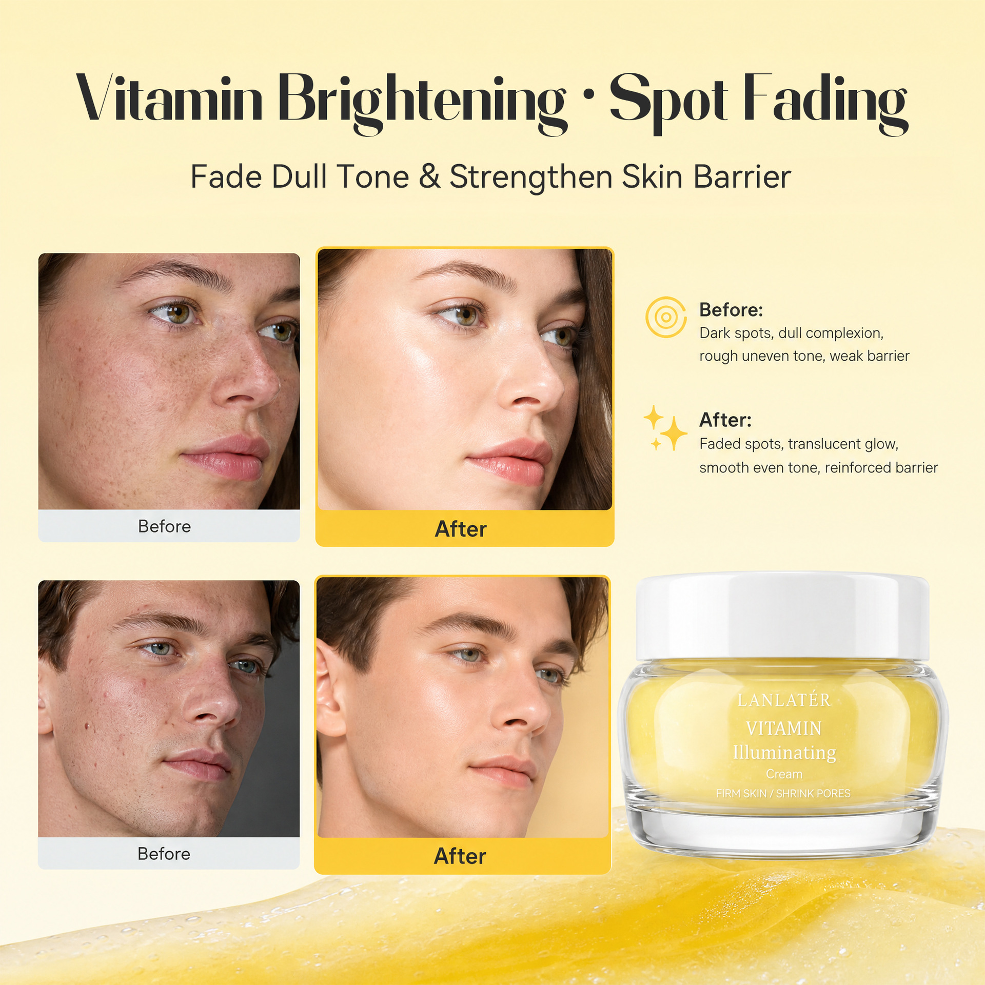 Vitamin C Brightening & Repair Cream – Liposome Formula To Fade Spots, Even Skin Tone, And Restore Dewy Glow for Face & Body