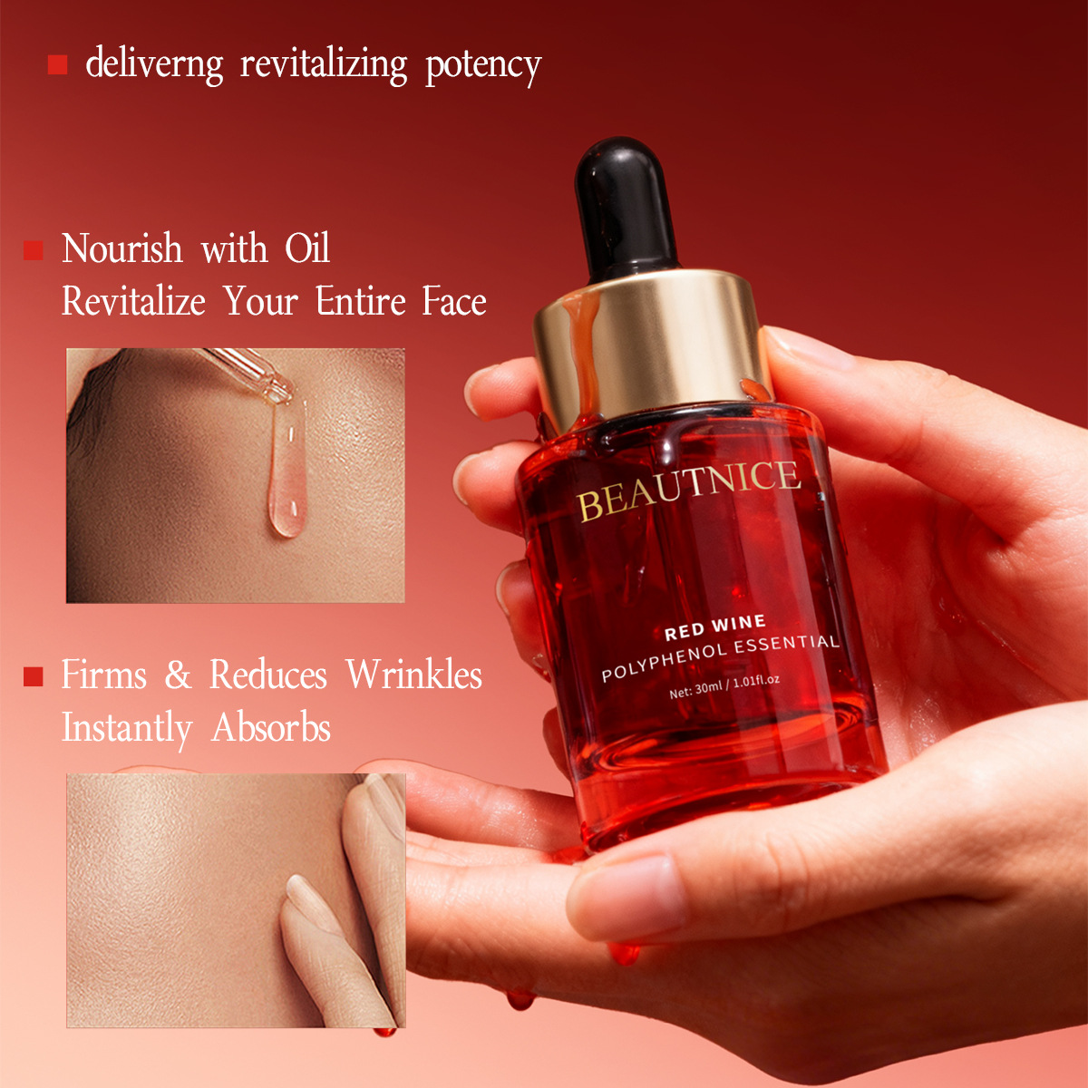 Red Wine Polyphenol Essence Anti Wrinkle, Firming, Moisturizing And Easy Absorption