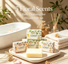 200g Floral Scent Handmade Bar Soap, Strong Fragrance Facial & Body Cleansing Soap, Wedding Guest Favor Gift Soap for Daily Bath Use